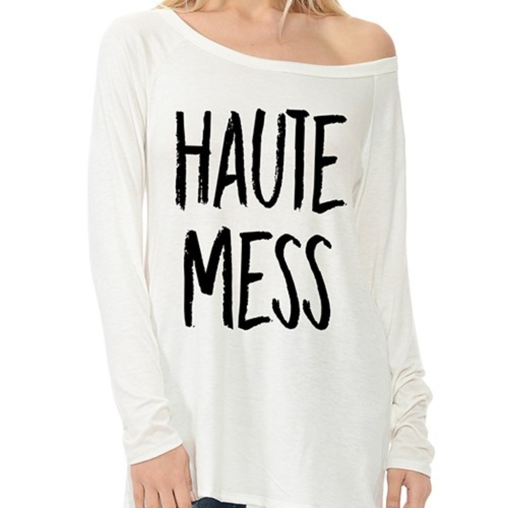 5⭐️ RATED 😍 HAUTE MESS " Graphic T - Ivory - Picture 3 of 4
